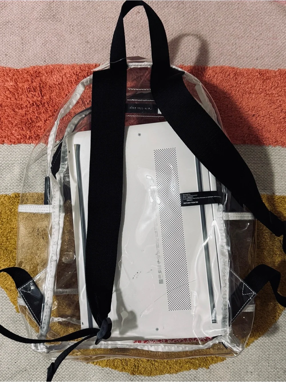 NWT Urban Outfitters Clear Full Size Backpack in Transparent with Black Trim